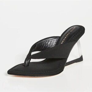 Good American Wms 6.5 Wedge Sandal Neoprene Black Heel Kardashian GA077N-X Scuba